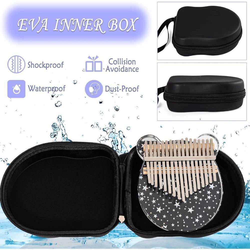 Kalimba Cute Transparent Acrylic Thumb Piano 17 Key With Tuner Hammer Instrument - Picture 6 of 8